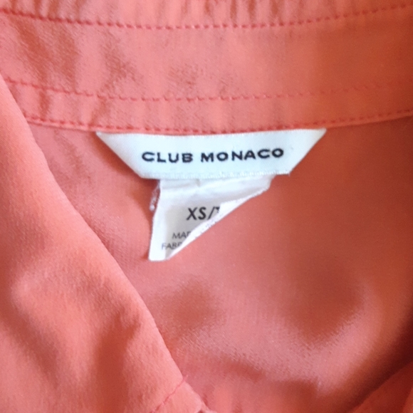 Club Monaco 100% Silk Long Sleeve Blouse - Coral - Picture 3 of 4